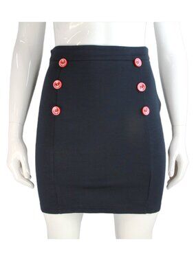 Navy Blue with Red Anchor Button Sailor Bop Skirt